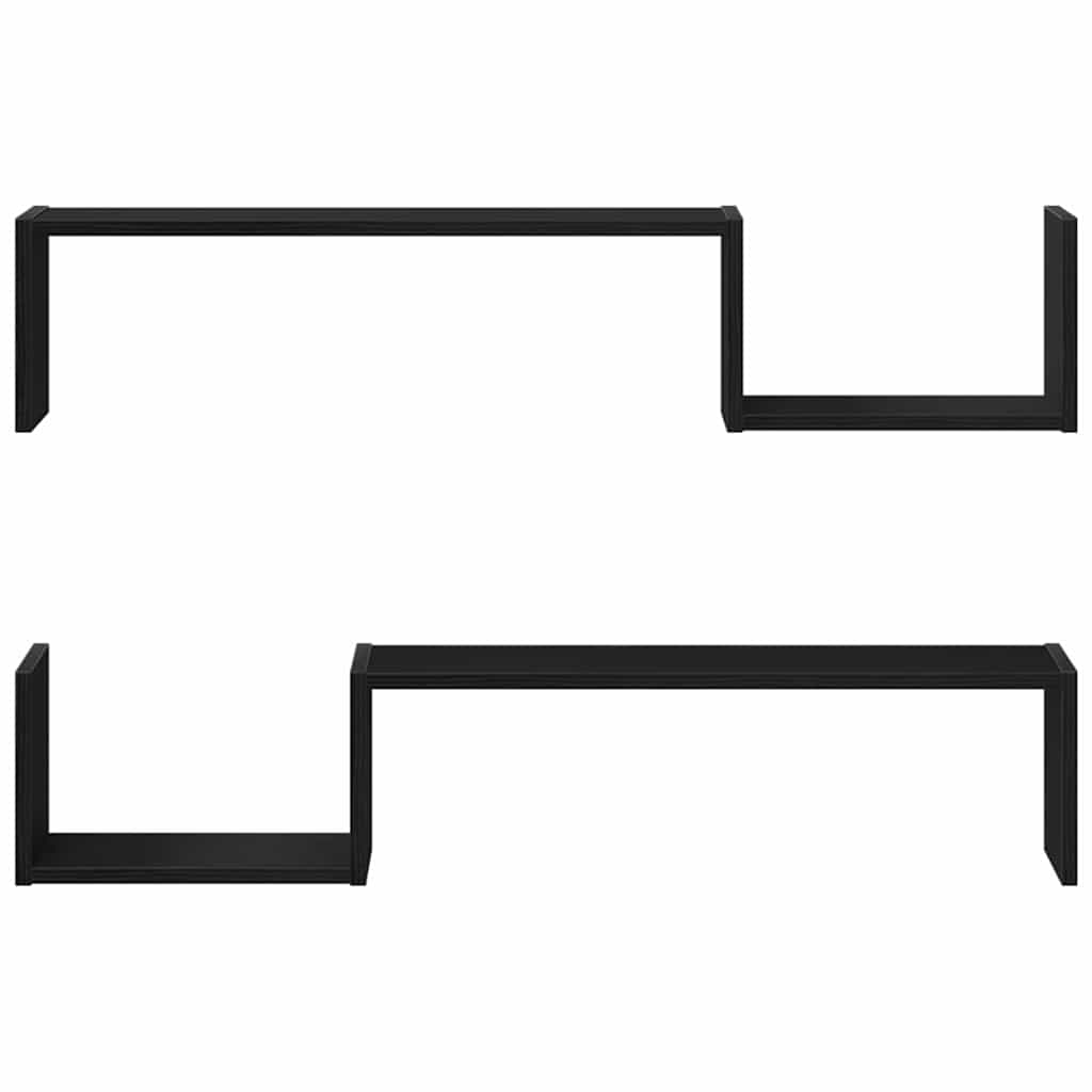 Wandregal mit Regal 2 pcs Schwarz Eichen-Optik 100 x 15 x 20 cm