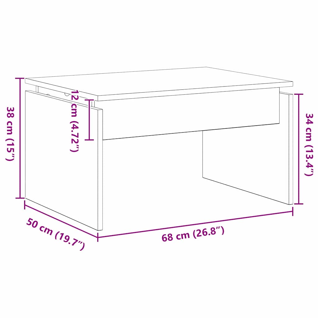 Couchtisch Schwarz Eichen-Optik 68 x 50 x 38 cm Holzwerkstoff