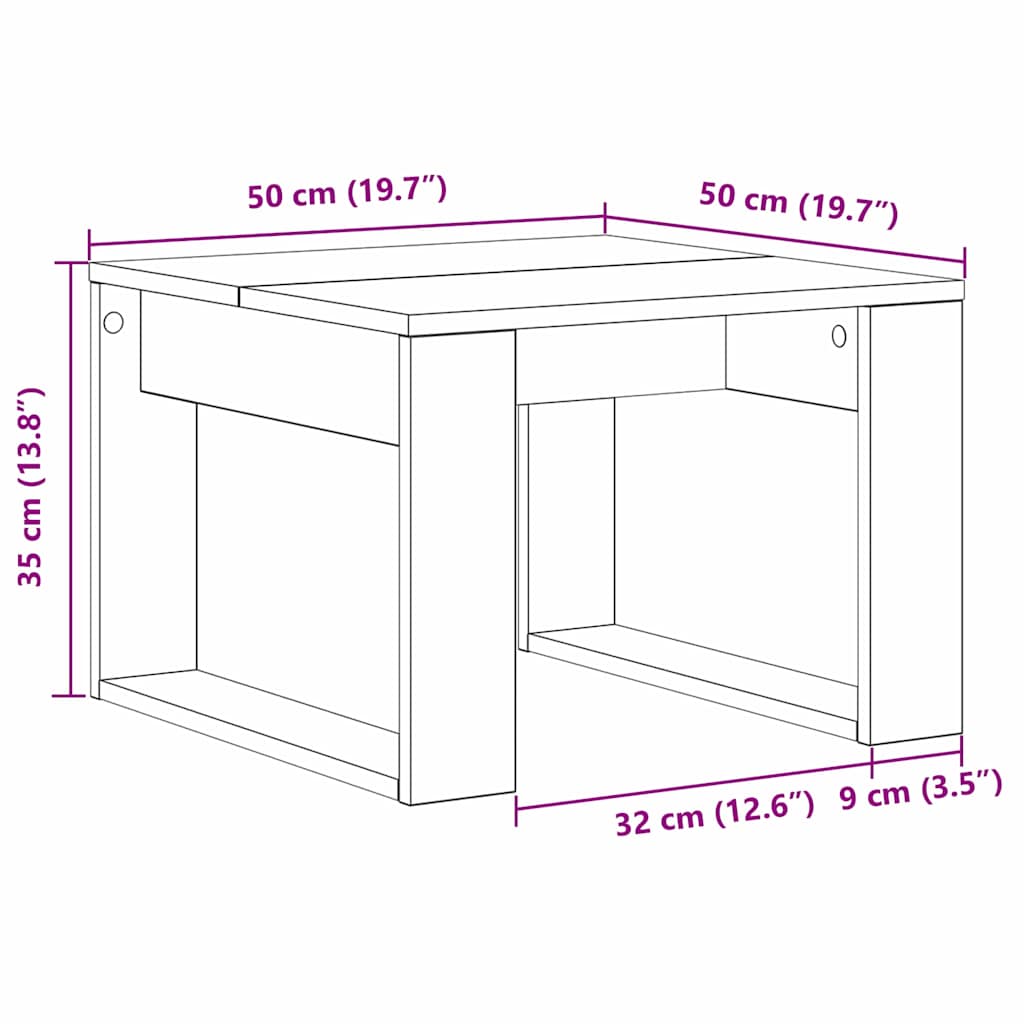 Couchtisch Schwarz Eichen-Optik 50 x 50 x 35 cm Holzwerkstoff