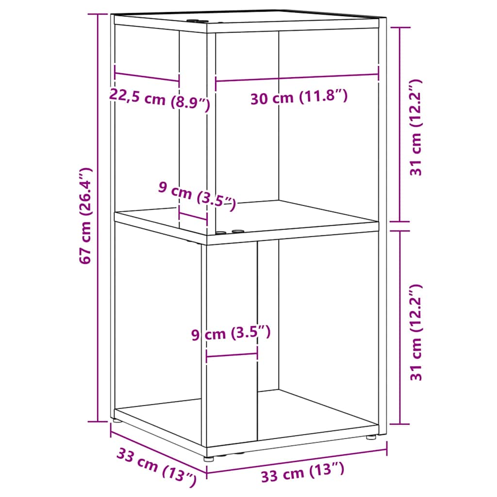 Eckregale Schwarz Eichen-Optik 33 x 33 x 67 cm Holzwerkstoff