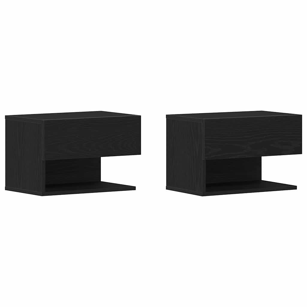 Nachttisch 2 pcs Schwarz Eichen-Optik 46 x 30 x 30 cm