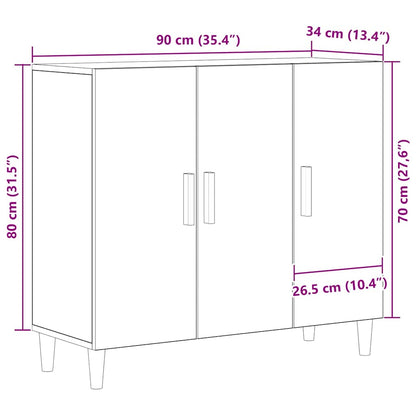 Sideboard Schwarz Eichen-Optik 90 x 34 x 80 cm Holzwerkstoff
