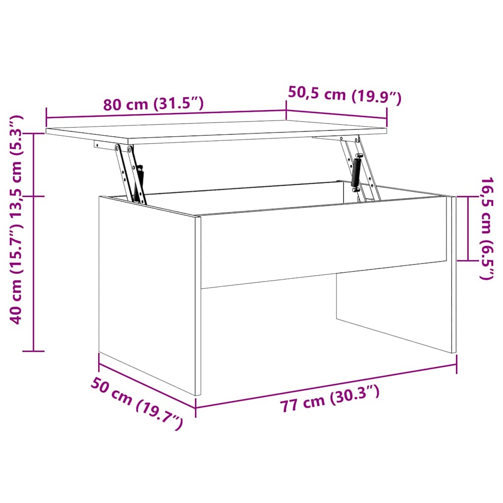 Couchtisch Schwarz Eichen-Optik 80 x 50,5 x 41,5 cm