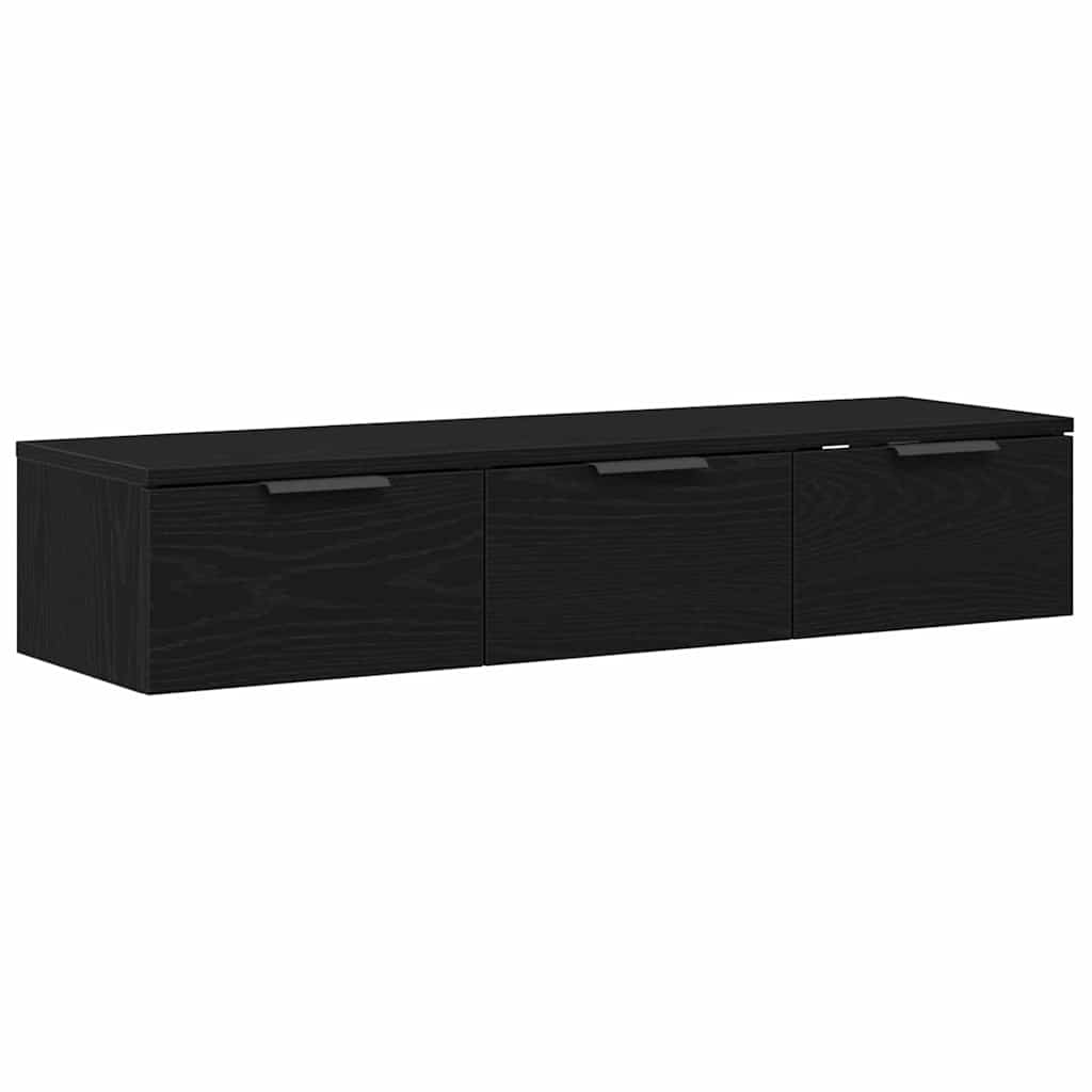 Wandschrank Schwarz Eichen-Optik 102 x 30 x 20 cm Holzwerkstoff
