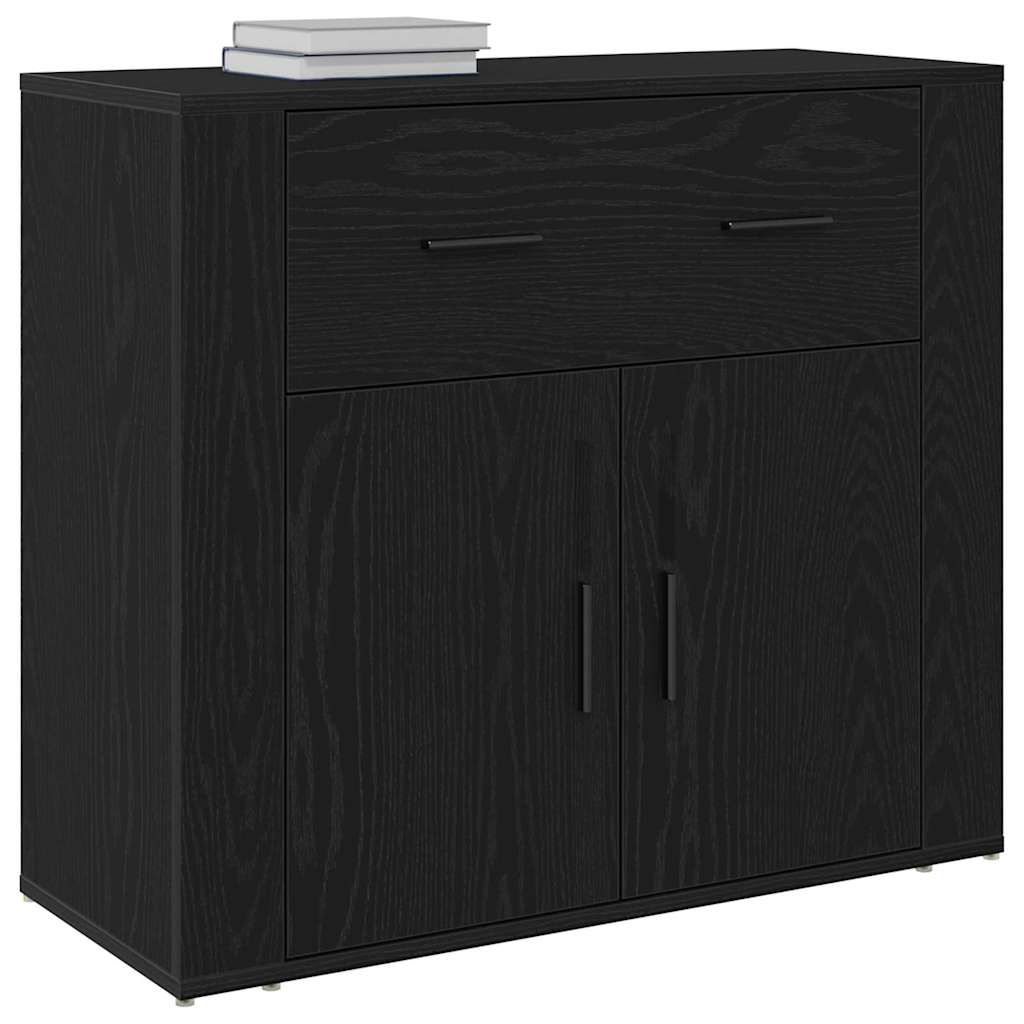 Sideboard Schwarz Eichen-Optik 80 x 33 x 70 cm Holzwerkstoff