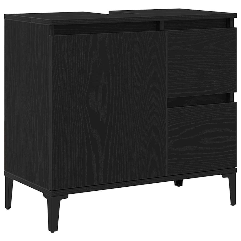 Badezimmerschrank mit Tür Schwarz Eichen-Optik 65 x 33 x 60 cm