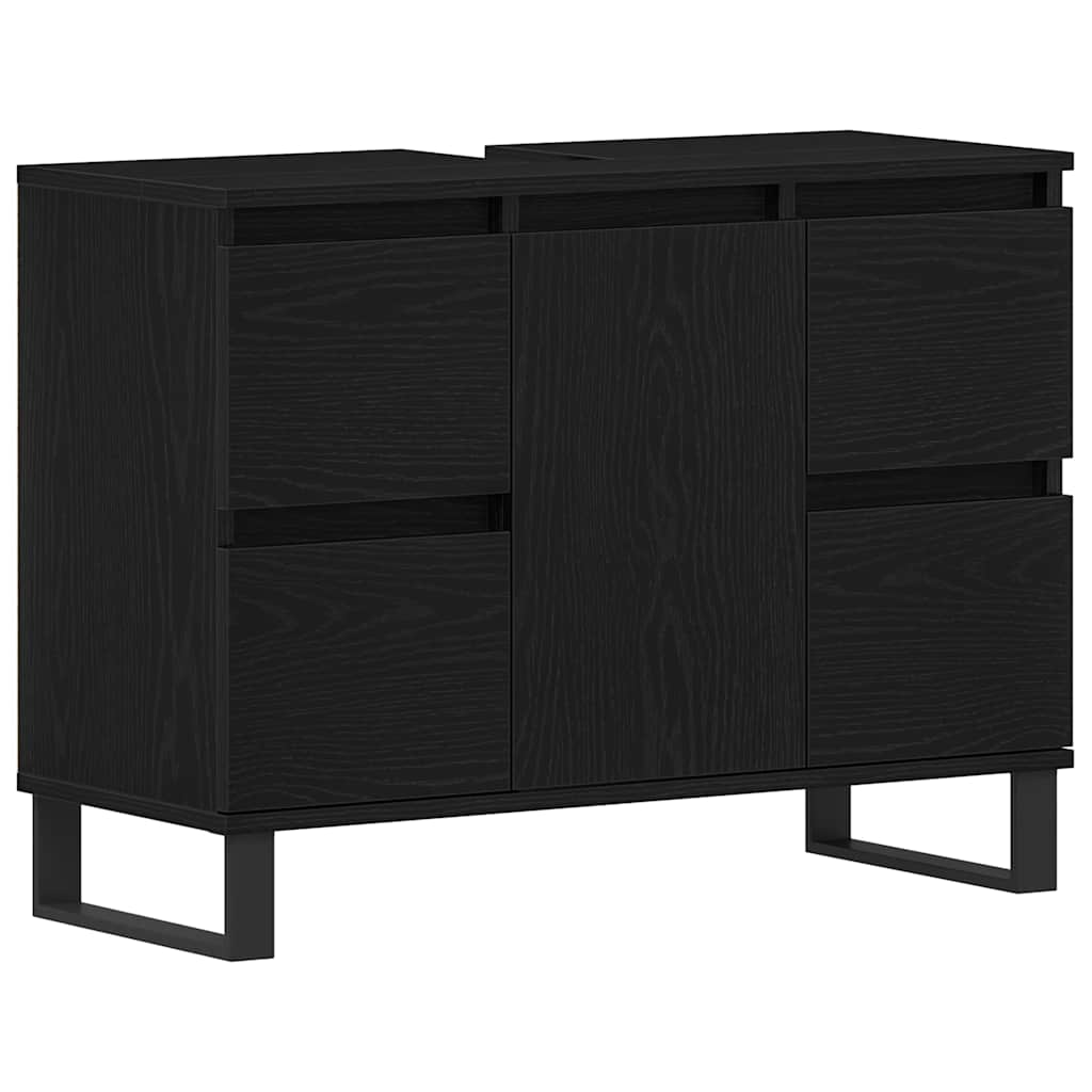 Badezimmerschrank mit Tür Schwarz Eichen-Optik 80 x 33 x 60 cm