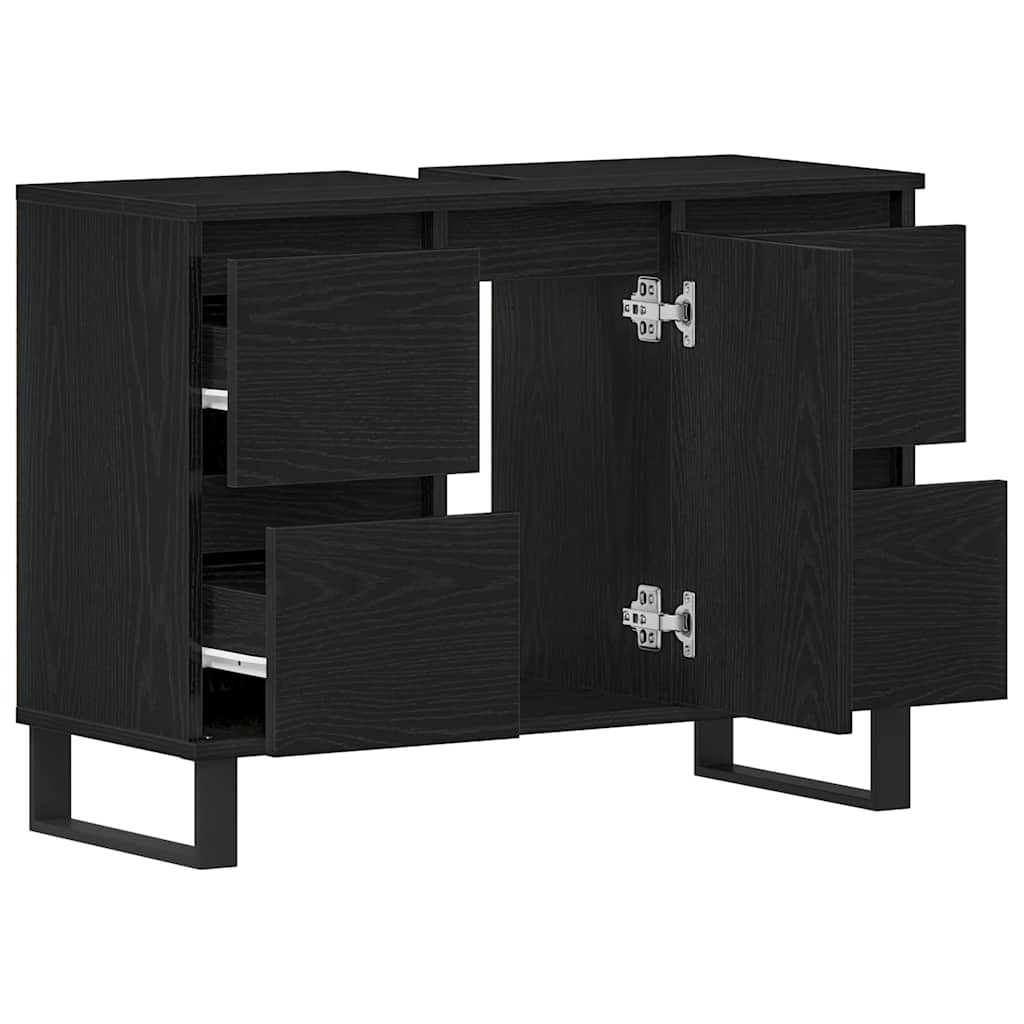 Badezimmerschrank mit Tür Schwarz Eichen-Optik 80 x 33 x 60 cm