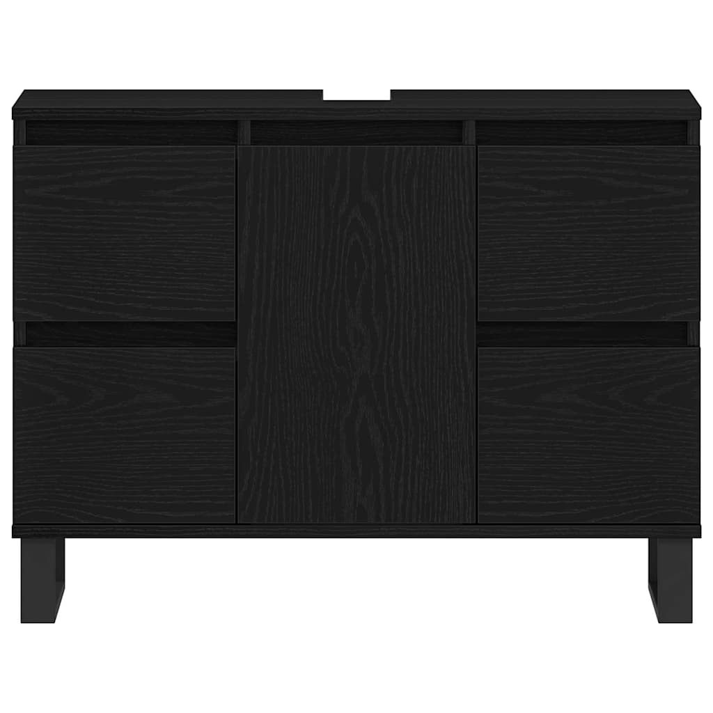 Badezimmerschrank mit Tür Schwarz Eichen-Optik 80 x 33 x 60 cm