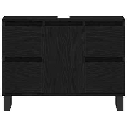 Badezimmerschrank mit Tür Schwarz Eichen-Optik 80 x 33 x 60 cm