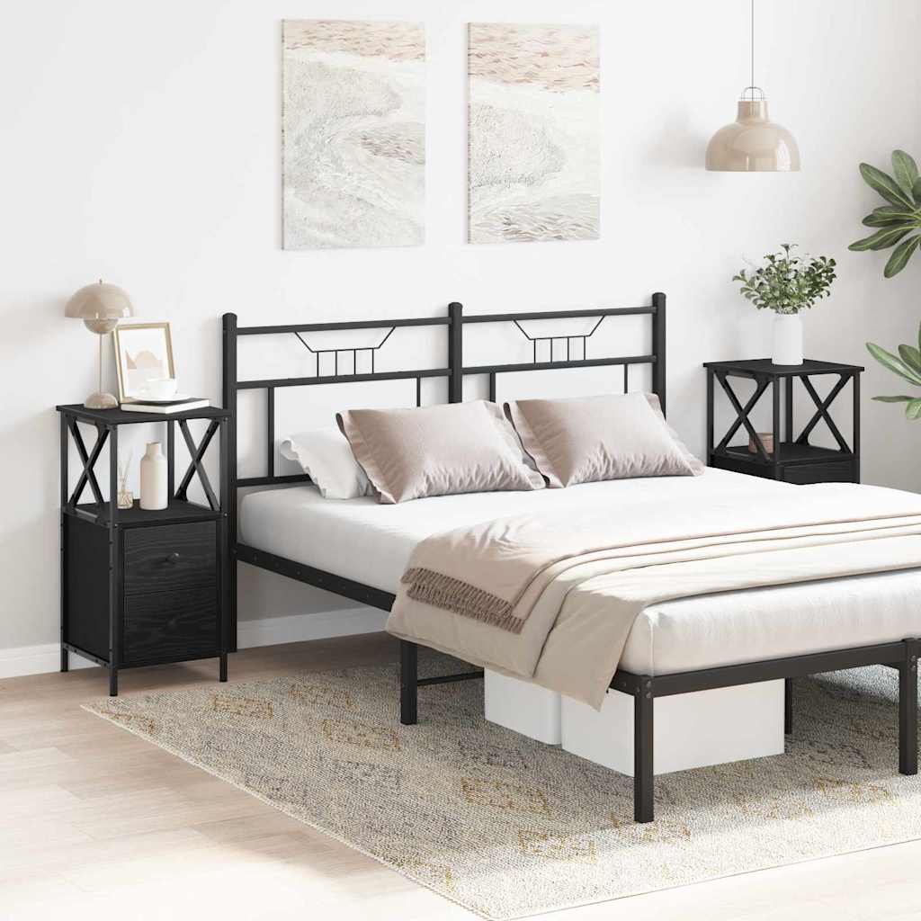 Nachttisch 2 pcs Schwarz Eichen-Optik 34 x 35,5 x 70 cm