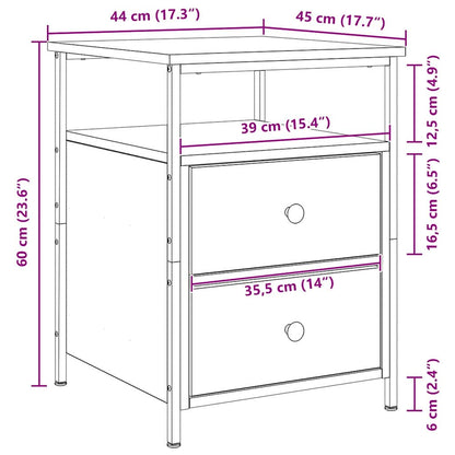 Nachttisch 2 pcs Schwarz Eichen-Optik 34 x 35,5 x 50 cm