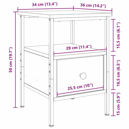 Nachttisch Schwarz Eichen-Optik 34 x 36 x 50 cm Holzwerkstoff