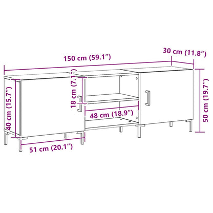 TV-Schrankset Schwarz Eichen-Optik 150 x 30 x 50 cm