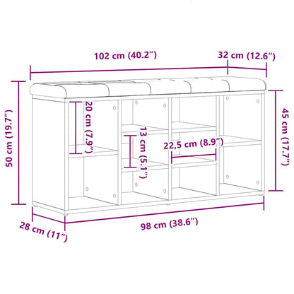 Schuhbank Schwarz Eichen-Optik 102 x 32 x 50 cm Holzwerkstoff