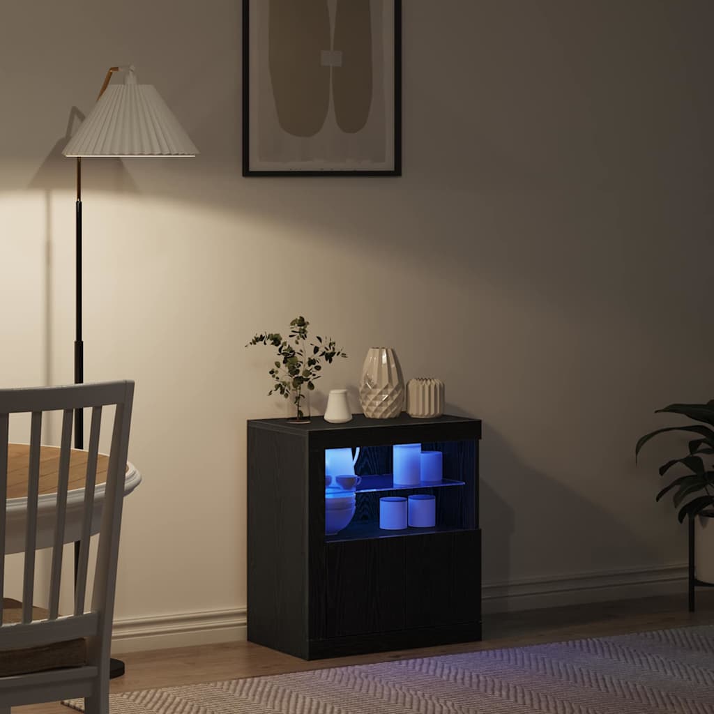 LED-Sideboard Schwarz 60,5 x 37 x 67 cm Holzwerkstoff