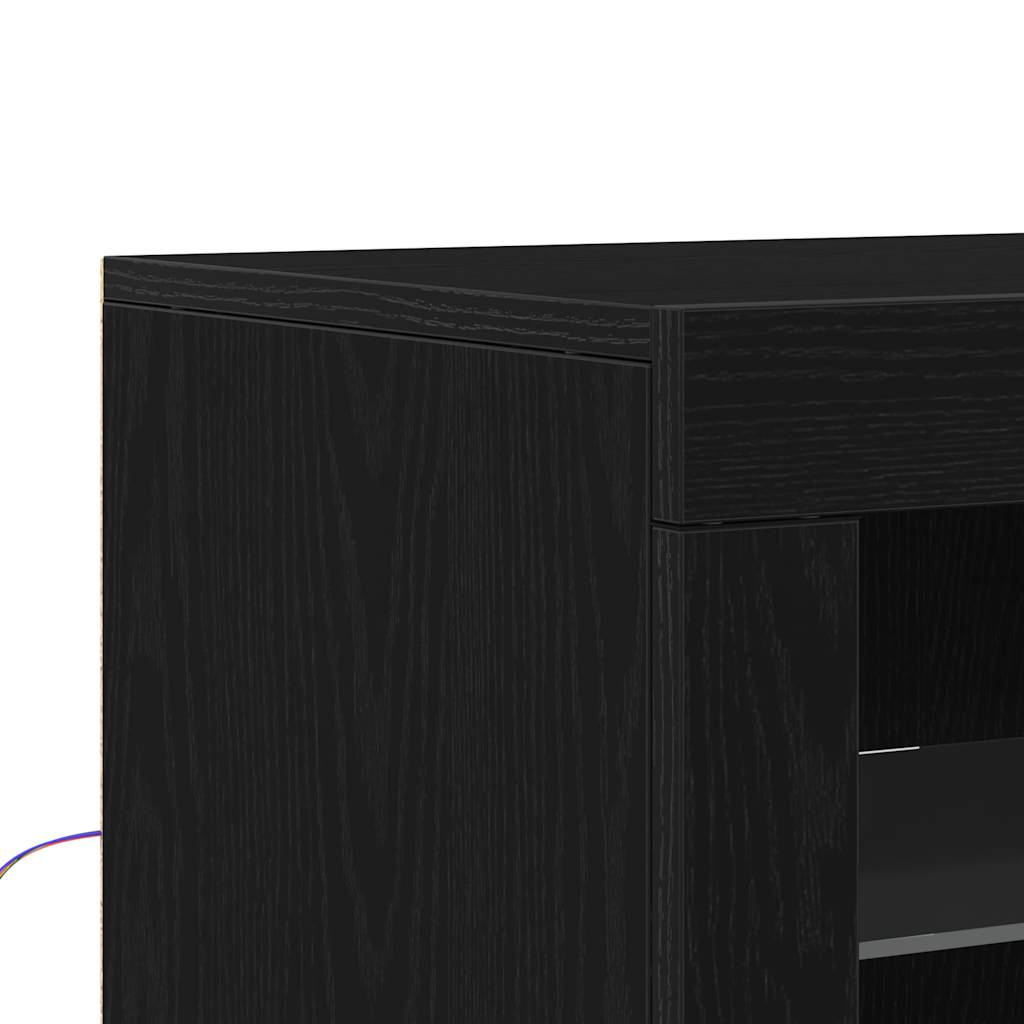 LED-Sideboard Schwarz Eichen-Optik 60,5 x 37 x 100 cm