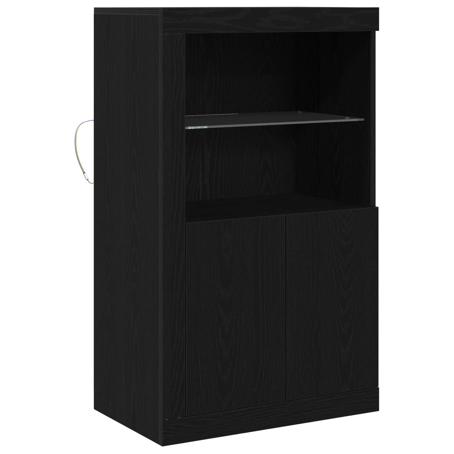 LED-Sideboard Schwarz Eichen-Optik 60,5 x 37 x 100 cm