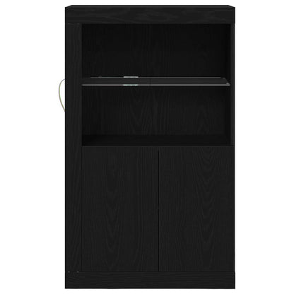 LED-Sideboard Schwarz Eichen-Optik 60,5 x 37 x 100 cm
