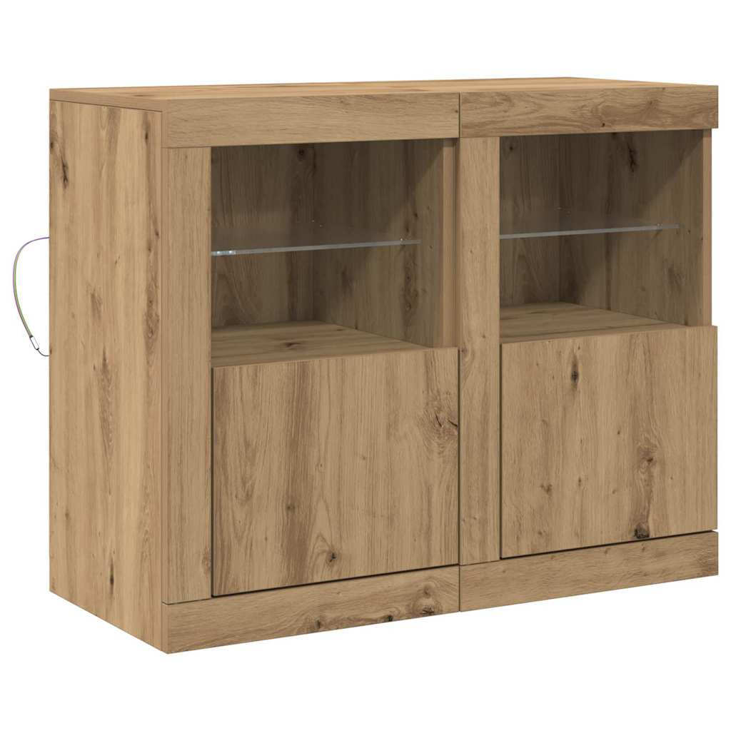 LED-Sideboard 2 pcs Artisan-Eiche 41 x 37 x 67 cm Holzwerkstoff