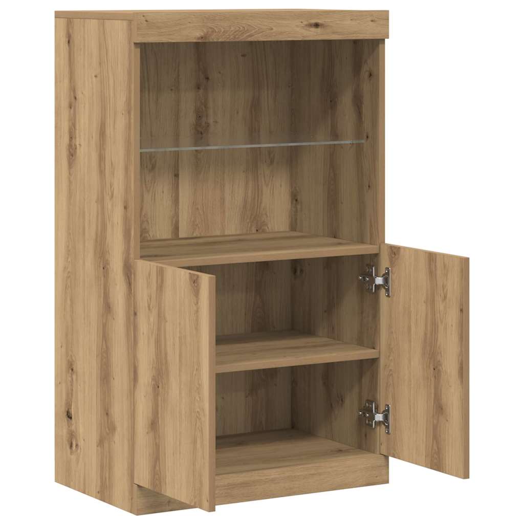 LED-Sideboard Braun 60 x 37 x 100 cm Holzwerkstoff