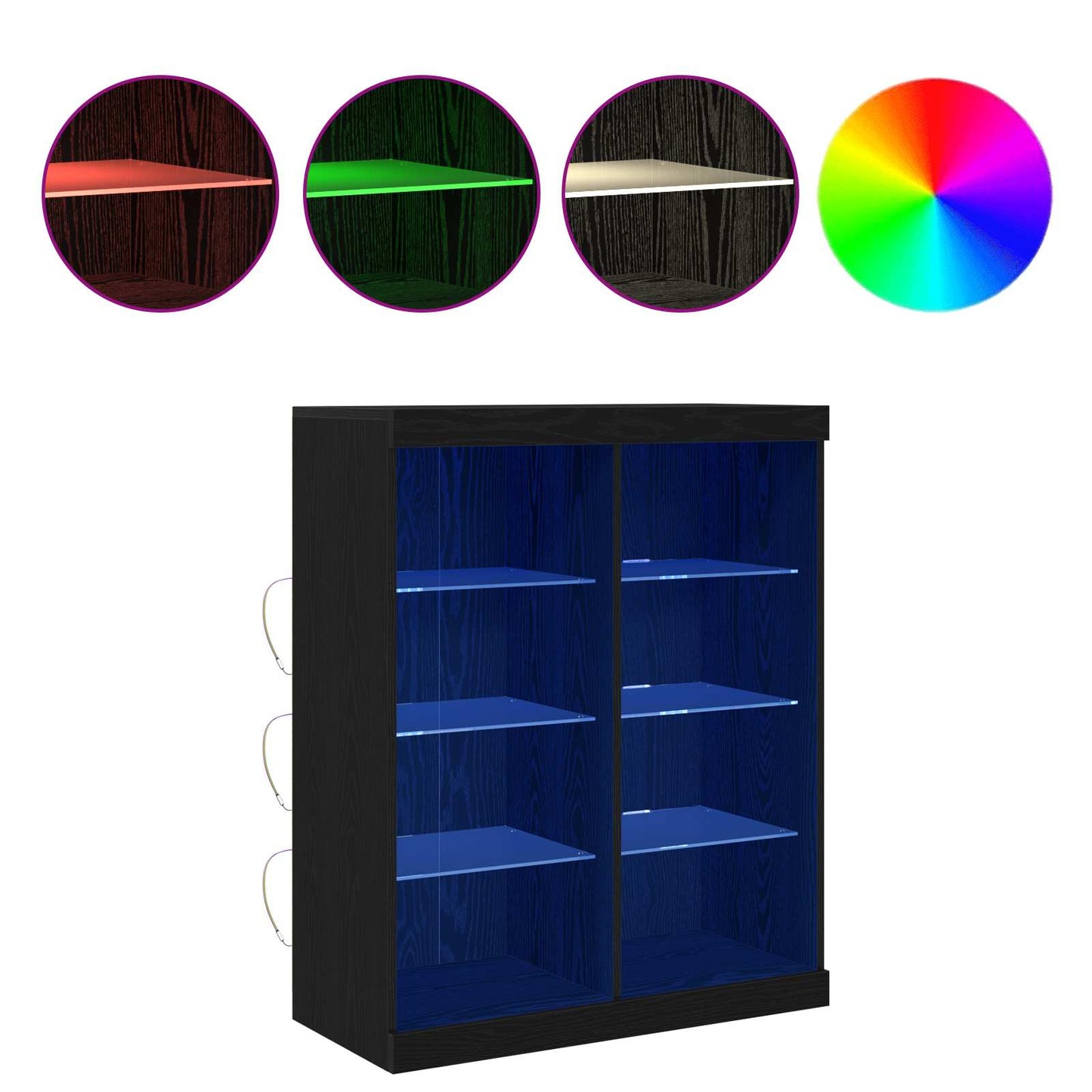 LED-Sideboard Schwarz Eichen-Optik 41 x 37 x 100 cm