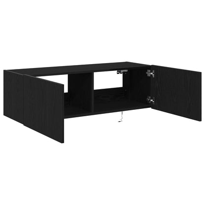TV-Wandschrank 2 pcs Schwarz Eichen-Optik 100 x 35 x 31 cm