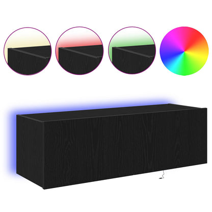 TV-Wandschrank 2 pcs Schwarz Eichen-Optik 100 x 35 x 31 cm