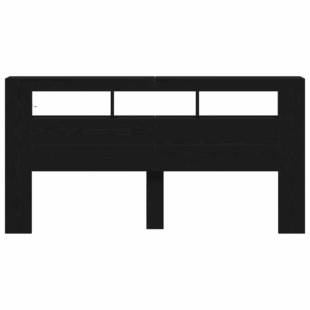 LED Kopfteil Schwarz Eichen-Optik 200 x 18,5 x 103,5 cm