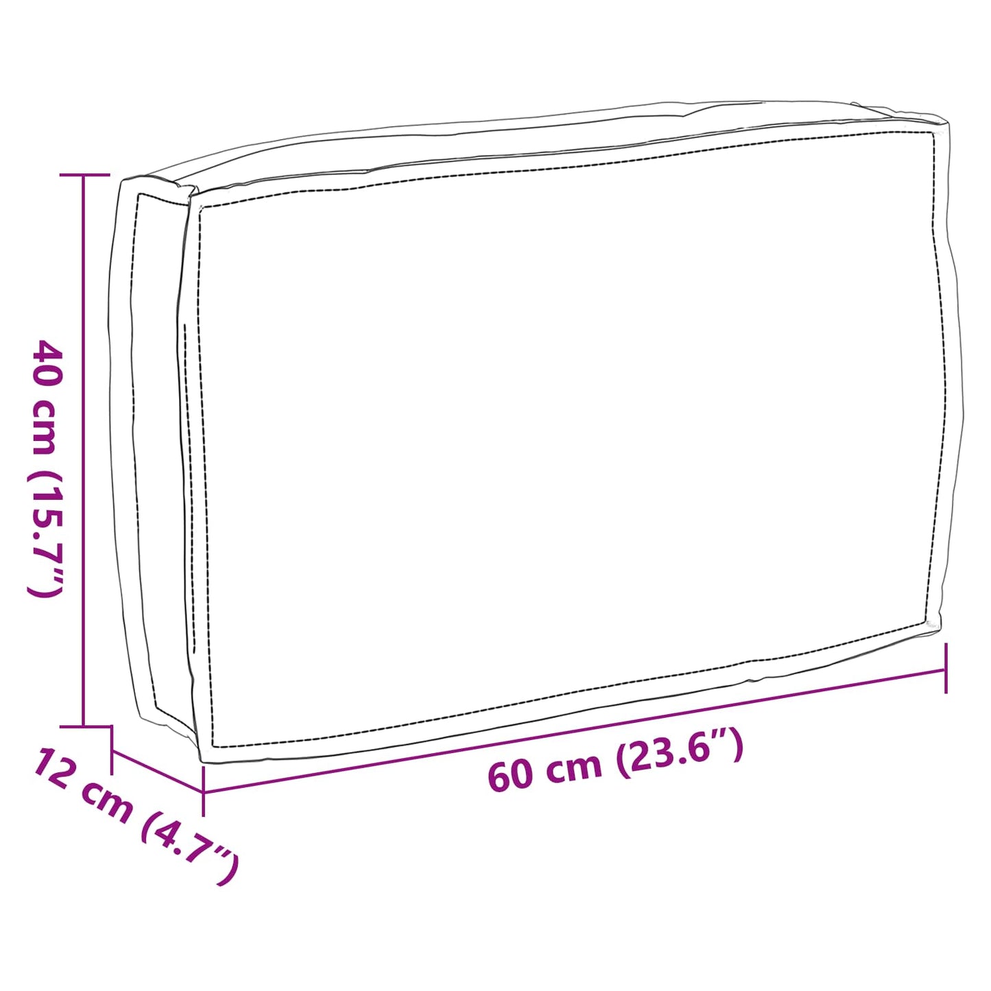 Kissen Weinrot 60 x 40 x 12 cm Oxford-Stoff