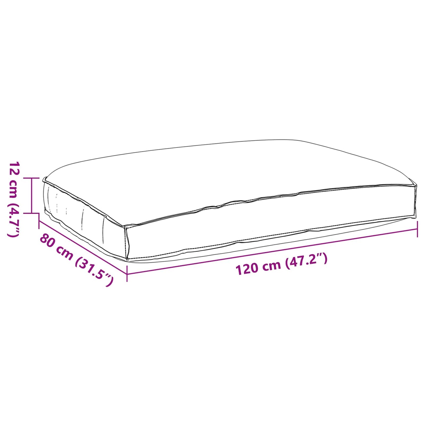 Kissen Schwarz 120 x 80 x 12 cm Oxford-Stoff