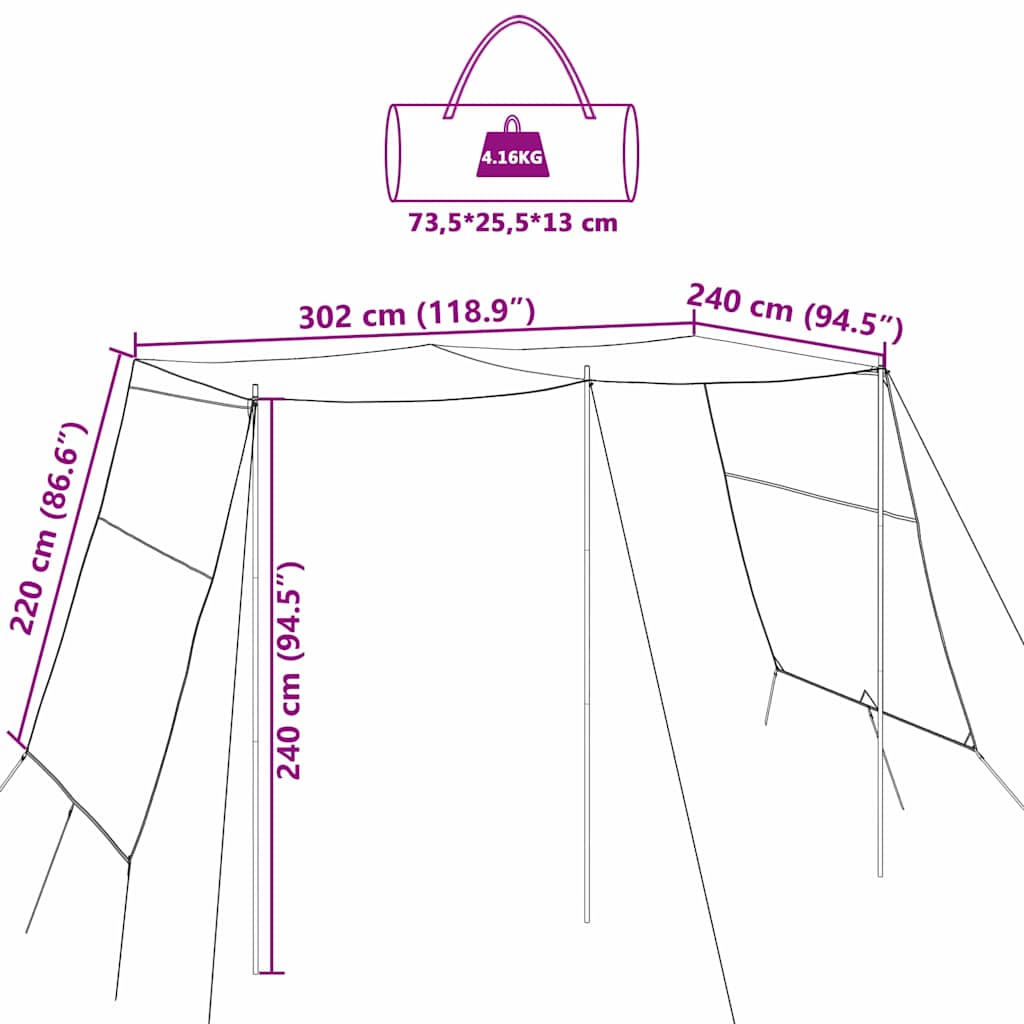 Wasserfester Tarp mit Dach 302 x 240 x 240 cm