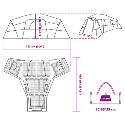 Familienzelt mit Dach Grau und Orange 762 x 655 x 218 cm Taft