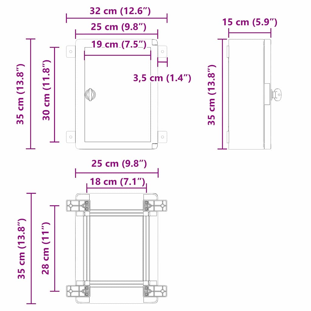 Steuerungsschrank Grau 32 x 15 x 35 cm ABS Kunststoff