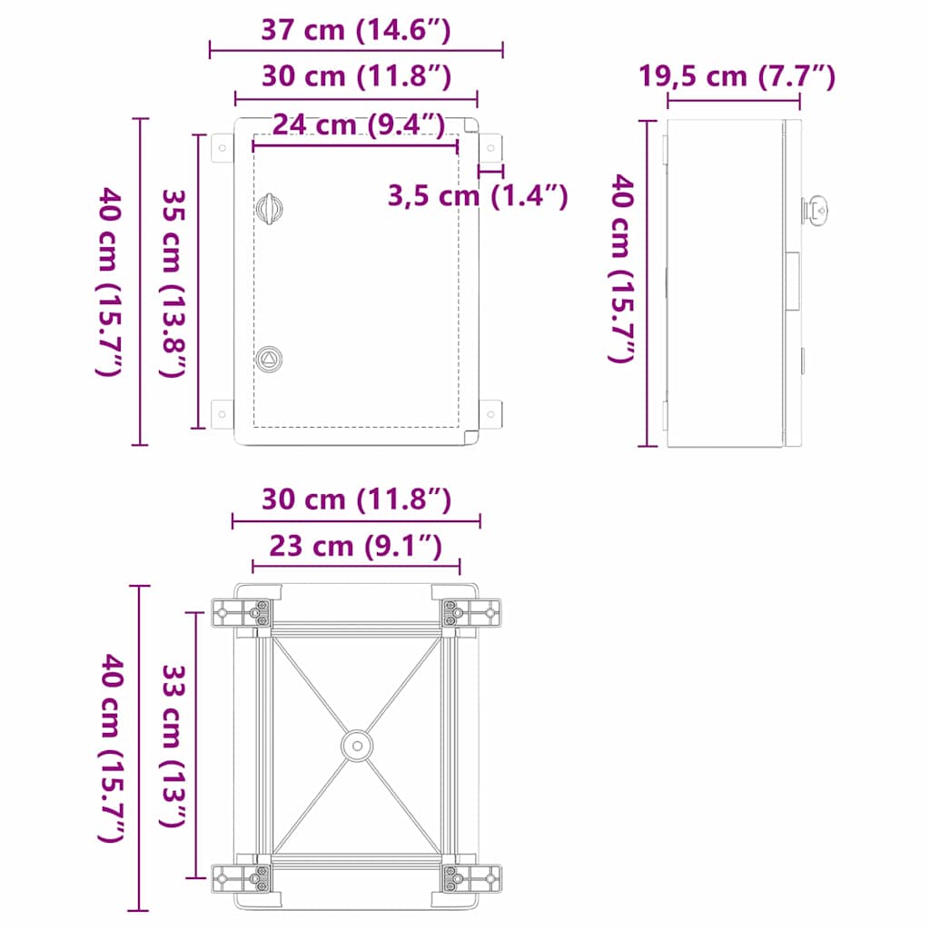 Steuerungsschrank Grau 37 x 19,5 x 40 cm ABS Kunststoff