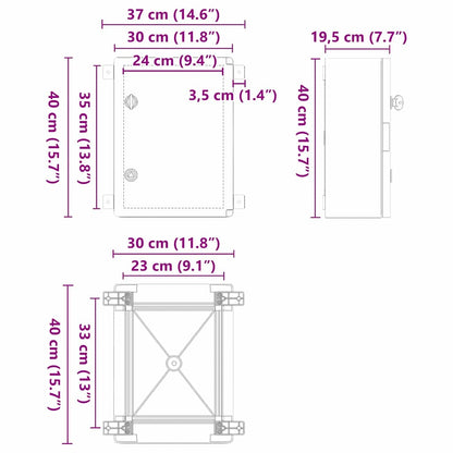 Steuerungsschrank Grau 37 x 19,5 x 40 cm ABS Kunststoff