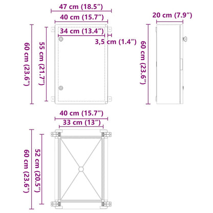 Steuerungsschrank Grau 47 x 20 x 50 cm ABS Kunststoff