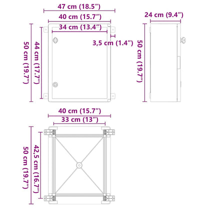 Steuerungsschrank Grau 47 x 24 x 50 cm ABS Kunststoff