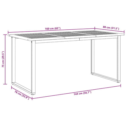 Gartentisch Grau 160 x 80 x 75 cm Massivholz Akazie