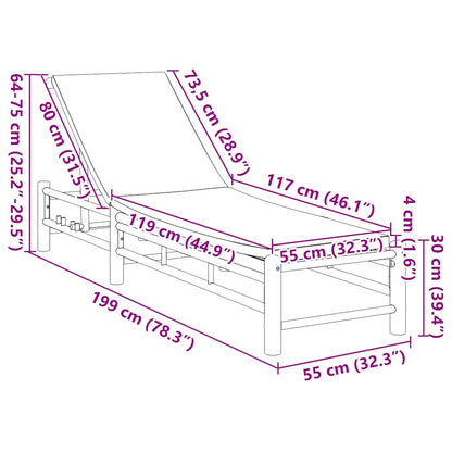 Sonnenliege mit Auflage 55x199x30 cm Bambus