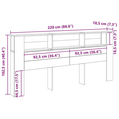 Kopfteil Schrank Schwarz Eichen-Optik 220 x 18,5 x 102,5 cm