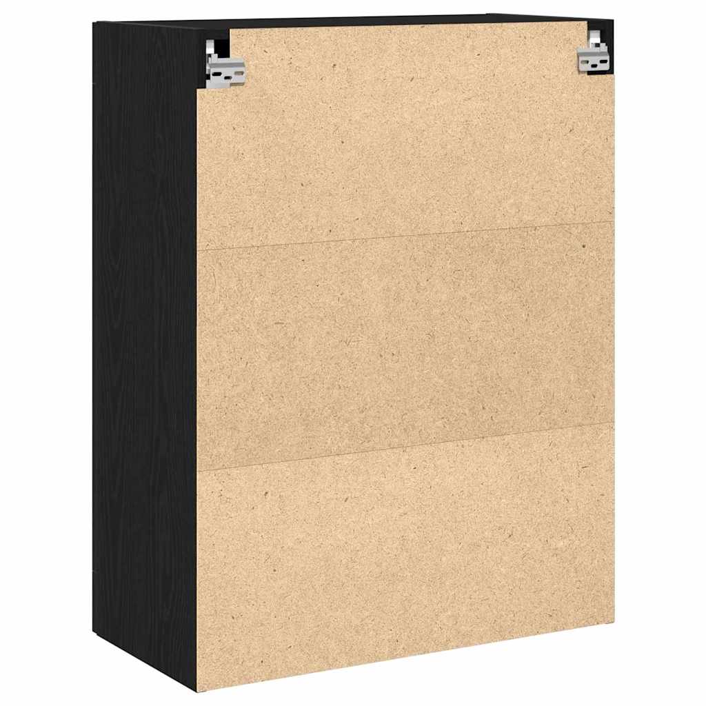 Wandschrank Wandmontiert Schwarz Eichen-Optik 69,5 x 34 x 90 cm