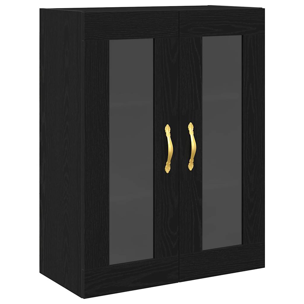 Wandschrank Wandmontiert Schwarz Eichen-Optik 69,5 x 34 x 90 cm