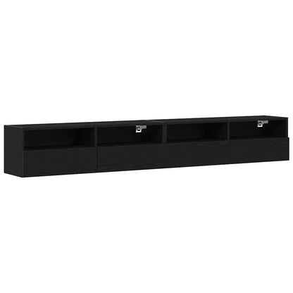 TV-Wandschrank 2 pcs Schwarz Eichen-Optik 100 x 30 x 30 cm