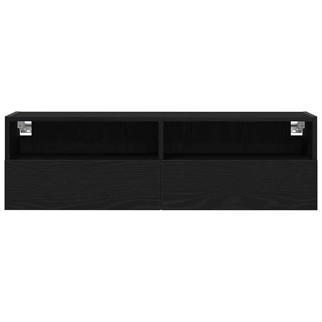 TV-Wandschrank 2 pcs Schwarz Eichen-Optik 100 x 30 x 30 cm