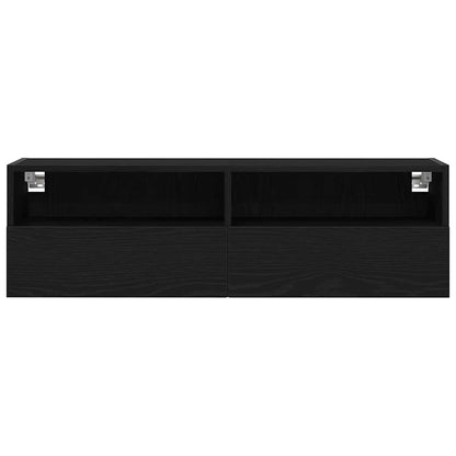 TV-Wandschrank 2 pcs Schwarz Eichen-Optik 100 x 30 x 30 cm