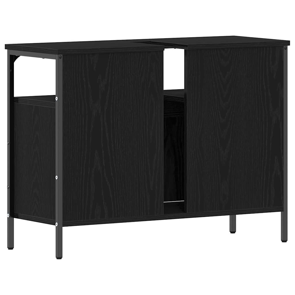 Waschbeckenschrank mit Tür Schwarz Eichen-Optik 80 x 30 x 60 cm