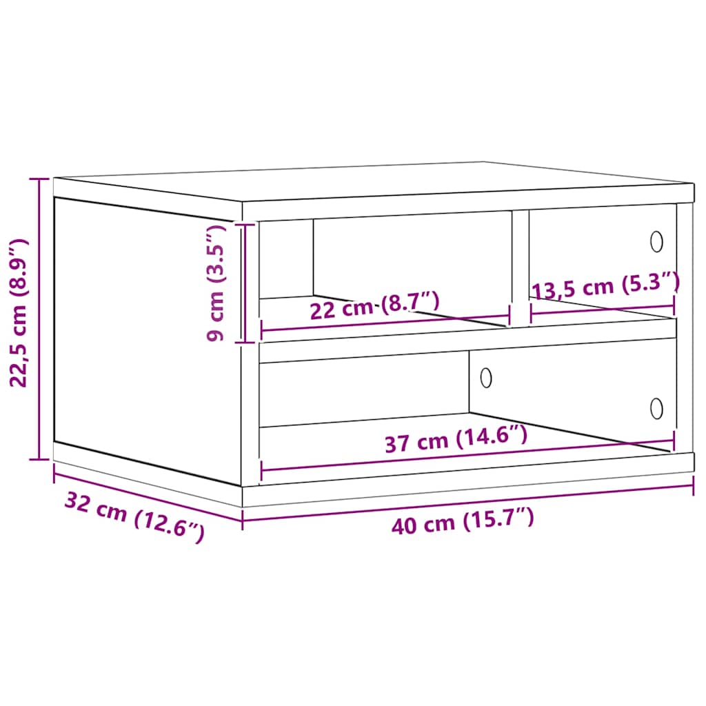Druckerständer Altholz 40 x 32 x 22,5 cm Holzwerkstoff