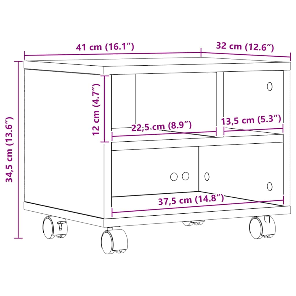 Druckerständer Altholz 41 x 32 x 33.5 cm Holzwerkstoff