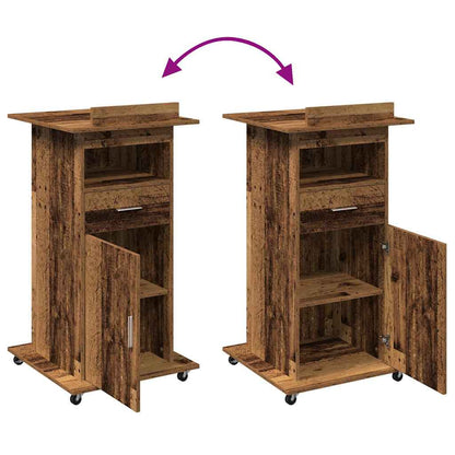 Podium mit Schubladen Altholz 55 x 55 x 107 cm Holzwerkstoff